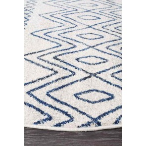 Oasis 453 White Blue Round By Rug Culture