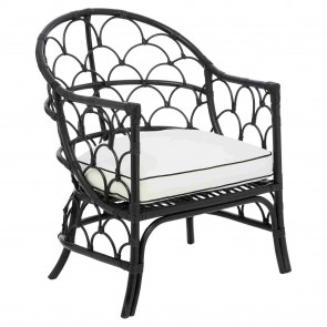 Palm Beach Rattan Handwoven Chair Black