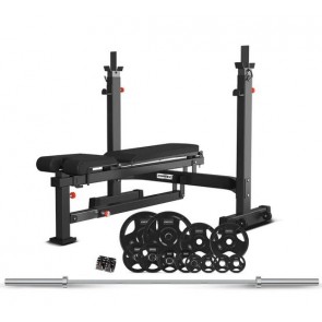 Cortex MF410 MultiFunction Bench Press + 100kg Olympic Tri-Grip Weight Plate & Barbell Package 