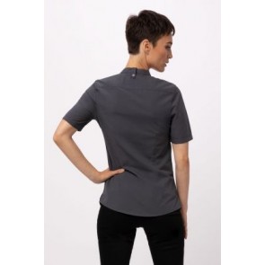 Seersuker Women Charcoal Shirt by Chef Works