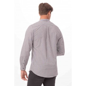 Long Sleeve Mens Chocolate Gingham Shirt by Chef Works