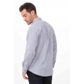 Long Sleeve Mens Strong Blue Gingham Shirt by Chef Works
