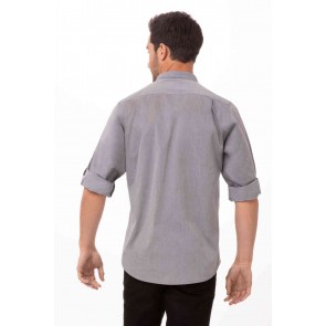 Modern Chambray Mens Grey Dress Shirt by Chef Works