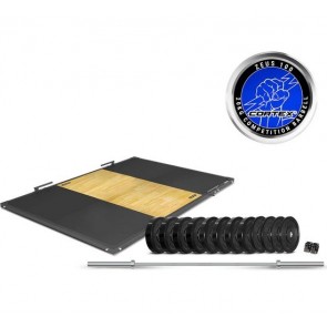 Cortex 3m x 2m 50mm Weightlifting Framed Platform (Dual Density Mats) + 230kg Olympic Weight Plates & Barbell Package 
