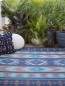 Fab Rugs Cusco Tribal Blue Toned Recycled Plastic Reversible Outdoor Rug