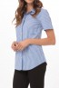Blue Modern Gingham Women Short Sleeve Dress Shirt by Chef Works