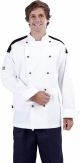 CR Classic White Long Sleeve Chef Jacket (Black Panel) by Global Chef