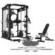 LSG GRK200 10-in-1 Home Gym Station, Power Rack, Smith Machine and Cable Crossover + 90kg Standard Weight Plate Set