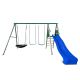 Lifespan Kids Europa Commercial Steel Swing Set with Blue Slide