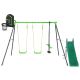 Lifespan Kids Hurley Metal Swing Set with Slippery Slide and Hoop